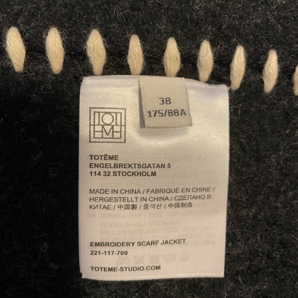 Toteme dark grey melange embroidered scarf jacket - Picture 6 of 7